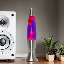 Lavalampe Aluminium in Silber Lila Rot Wohnzimmer Jugendzimmer 40 cm G9 25 W ...