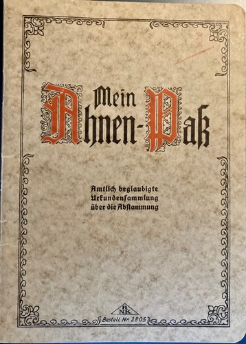 Ahnenpass familie metzger - ahnenpass,