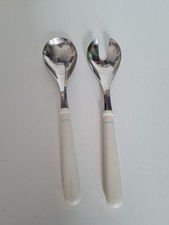 WMF Salatbesteck mit weißem Griff mit hellblauem Streifen 22 cm