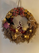 Rustikaler Weihnachtskranz Türkranz Lebkuchen Stern Tannenbaum Deko Weihnachten