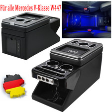 Mittelkonsole für Mercedes Vito W447 +Induktion Schwarz Chrom RGB LED +Multi USB