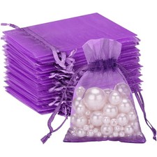 100 Stück Lila Organzasäckchen, 7x9 CM Kleine Geschenk Organzabeutel, Hochzei...
