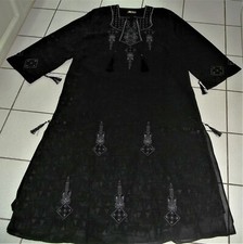 Hauskleid Kaftan Schlupfkleid Gr. XL 42 44 46 48 SCHWARZ Strass Glitzer neuw.