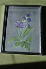 Wandbild Seidenmalerei Blumenmotiv - silberner Wechselrahmen