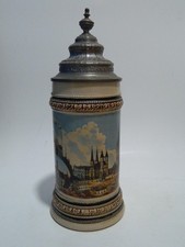 Alter Humpen Bierkrug  1/2 liter Zinn Krug Gruss aus Halle 1905