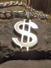 Herren Halskette in Silber Panzerkette Dollar Rapper Hip Hop Punk sehr auffällig