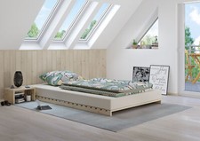 Niederflurbett metallfrei 120x200 Futon metallfrei Lattenrost Fichte unbehandelt