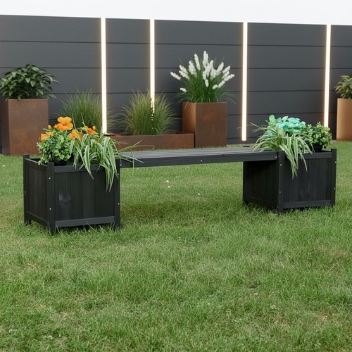 Gartenbank schwarz mit - gartenbank, 2