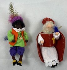 Sinterklaas Zwarte Piet Deko Set Handarbeit Stofffiguren Vintage 70er Figuren