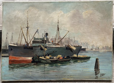 Im Hafen. Ol auf Leinwand