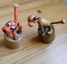 Vintage Schiebepuppen aus Holz