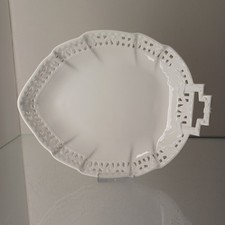 KPM BERLIN Kurland Blattschale weiß 21 cm Durchbruchschale 1. Wahl Top