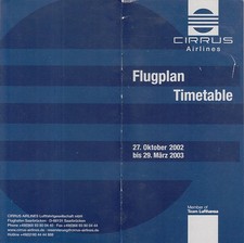 [e38] Flugplan / Timetable - Cirrus Airlines - Winter - 2002 / 2003