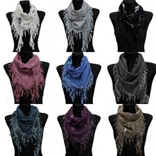 Dreieckstuch Halstuch Tuch Schal Stola Damen Fransen Spitze Faltens​chal Cotton
