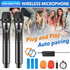 2 stk UHF Hand Kabellos Microfon Mikrofon Doppel UHF Funk Mikrofon Set Empfänger