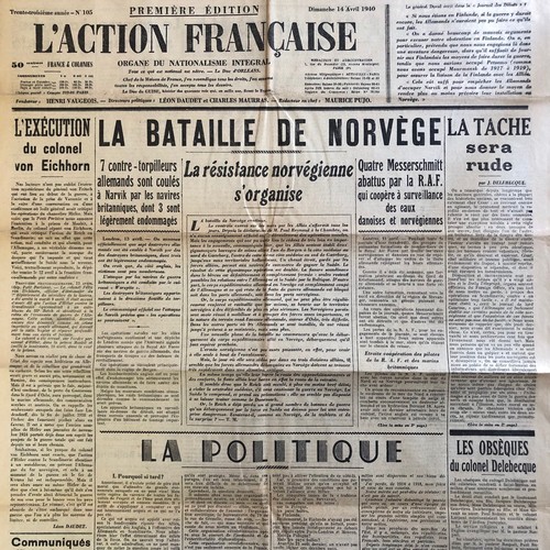 Zeitung action francaise - zeitung, l'action