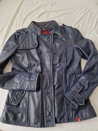 Esprit lederjacke damen blau - lederjacke,