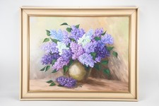 C25N10- Gemälde Stillleben Flieder in Vase signiert Hinner