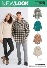 englisches Schnittmuster NewLook 6588 Unisexsweater auch mit Kapuze, Hoodie A XS