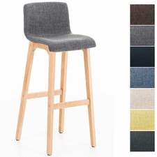 Barhocker Hover Stoff Natura Holzhocker mit Lehne Thekenstuhl Küchenhocker