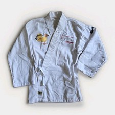 KWON Kinder Karateanzug Gr 110 Hose Jacke Gürtel Weiß mit Vereinslogo | Gut 