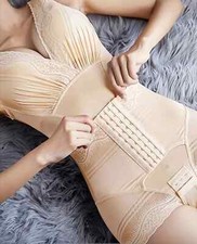 Damen Nylon Body / Mieder-Korsett / Bodysuit / Heiß / Gr. XL = 44 / Light Beige