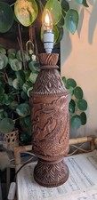Vintage Holz geschnitzt Lampe