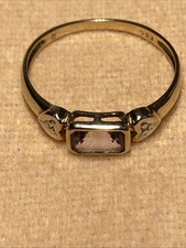 Ring Damenring Gelbgold 333 mit hellrosa Amethyst rechteckig  Ø 55
