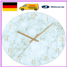 Silent Marmor Wanduhr | 30cm Glas Zifferblatt | Batteriebetrieben