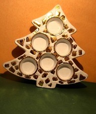 4 Stück Keramik-Weihnachtsbaum für 6 Teelichter,27 x 28 cm,weiß/gold, neu