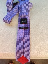 Olymp Lila Gestreifte Seiden Herren Krawatte