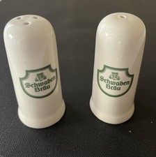 Schwaben Bräu Salz & Pfefferstreuer Set Nostalgisch, Porzellan Weiß 8cm 2tlg