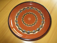 großer alter Keramikteller Obstteller Dekoteller Pfauenauge