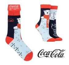 Coca Cola Damen Hüttenschuhe Socken Eisbär weich atmungsaktiv Weihnachtsgeschenk - 2 Paar Pack