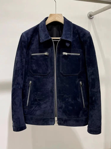 Blaue cafe racer lederjacke - racer,