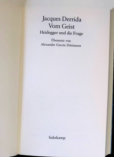 Vom geist heidegger - :, die