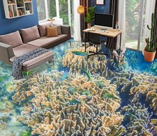 3D See Fisch H3634 Fußboden Wandbild Fototapete Tapete Familie Coco 2024