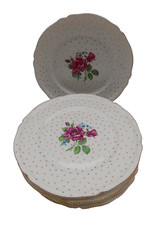 6 ROSENTHAL ROSE & GOLD GEPUNKTET DESSERTTELLER MARTHA WASHINGTON 30er Jahre