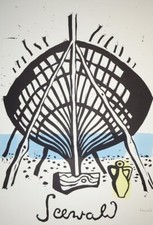 RICHARD SEEWALD - Boot mit Krug - Linolschnitt - um 1970