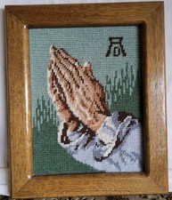 Stickerei Bild betende Hände mit Rahmen