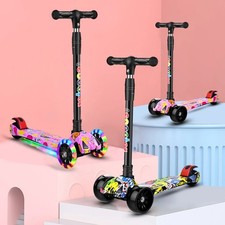 Faltbar Kinder Roller LED Räder Kinderscooter Dreiradscooter Scooter Cityroller