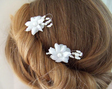 Kopfschmuck Kommunion Blüte Perlen Haarschmuck Kommunionkleid weiß