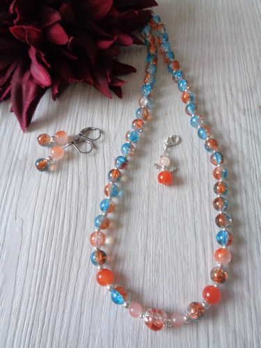 Schmuckset orange blau - schmuckset, orange-blau