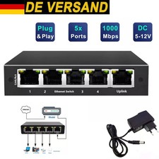 5-Port Gigabit Desktop Netzwerk Switch RJ45 LAN Ethernet Verteiler 1000 MBit/s