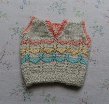 Puppenkleidung Puppen Pullunder Gestrickt Bunt Alt Vintage