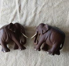 2 Mid Century Teak Elefanten
