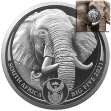 Silbermünze Südafrika Big Five II. Elefant (1.) 2021 - im Blister -  1 Oz ST