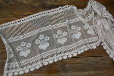 Landhaus Stil 2 Scheiben Gardine Lochstickerei Creme 240x60 + 180x60