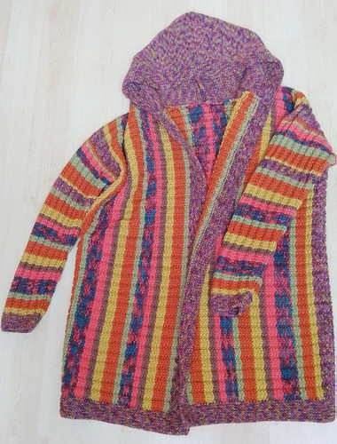 Strickmantel handarbeit kapuze - strickmantel,