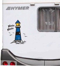Wohnmobil Caravan Wohnwagen Aufkleber Leuchtturm blau Moin Moin Möven